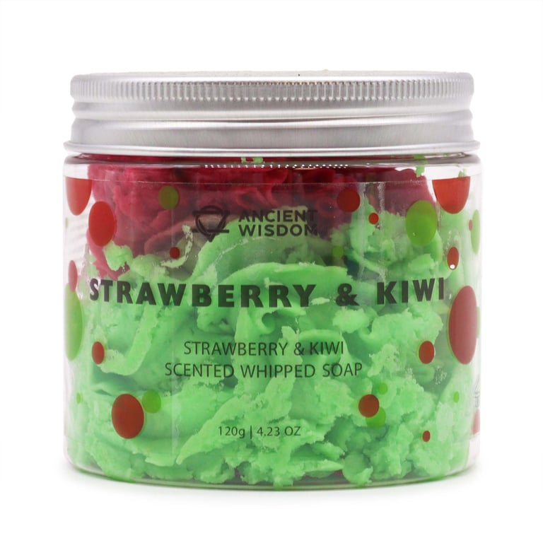 Natural Strawberry & Kiwi Whipped Soap 120g - Moisturizing and Gentle Body Care