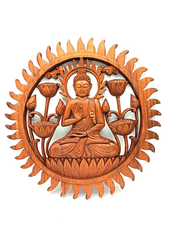 40cm Buddha & Lotus Wall Panel - Decorative Artwork for Zen Interiors