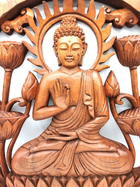 40cm Buddha & Lotus Wall Panel - Decorative Artwork for Zen Interiors