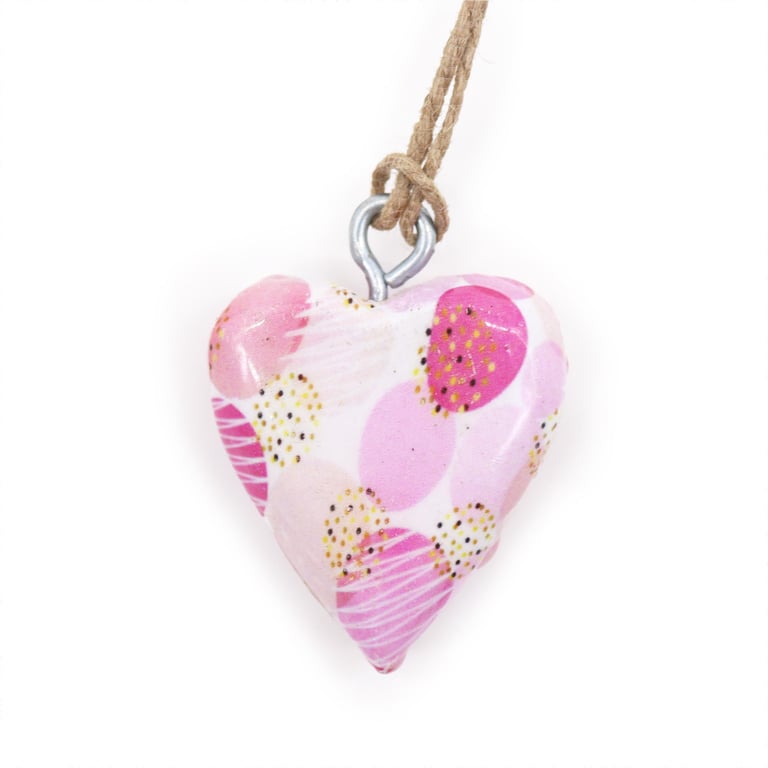 Small Wooden Heart Decor - Pink Abstract Design Home Decoration