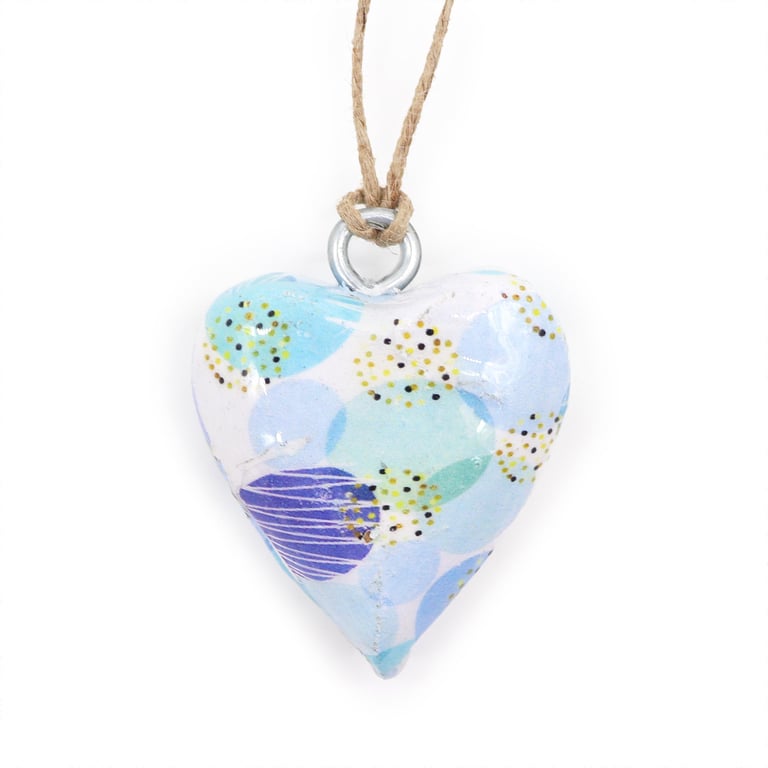 Blue Abstract Rustic Wooden Heart Decorative Wall Art