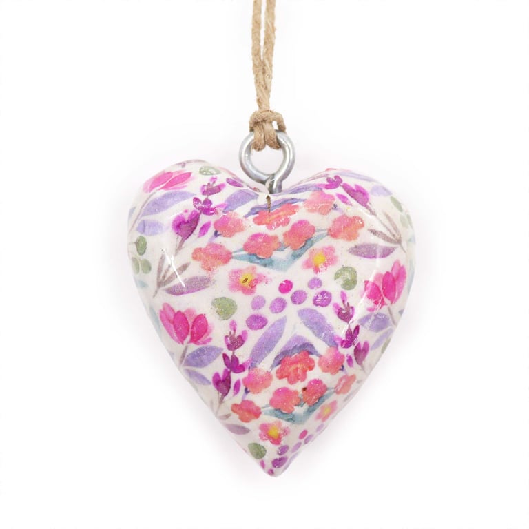 Large Decor Wood Heart - Floral Patterned Wooden Home Decoration