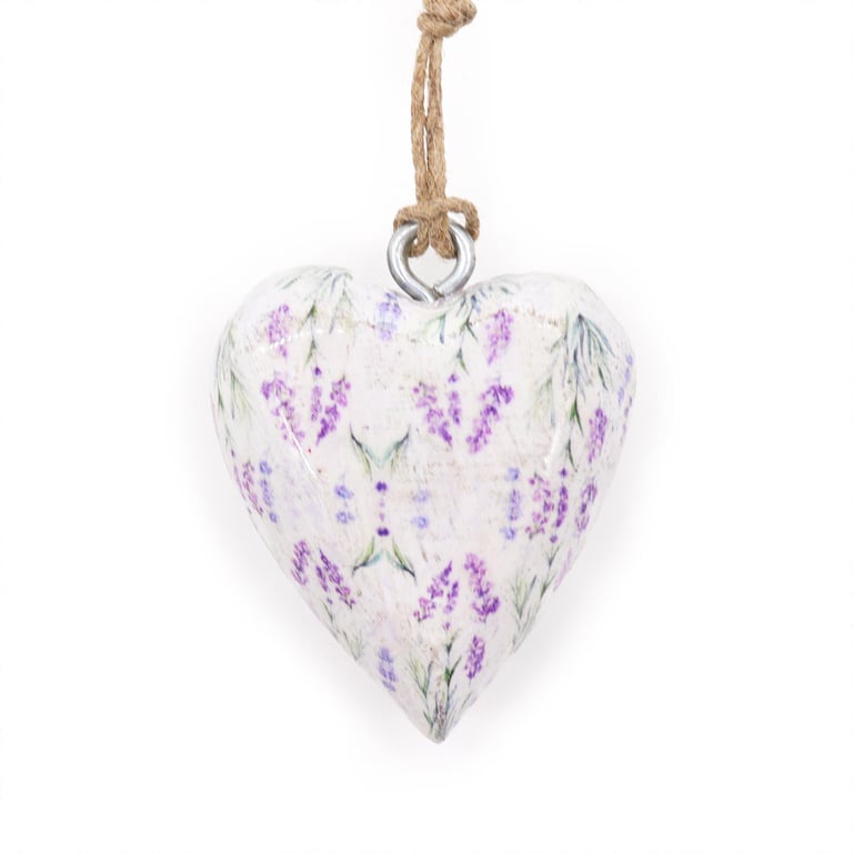 Large Decorative Wood Heart - Lavender Wall Art Accent