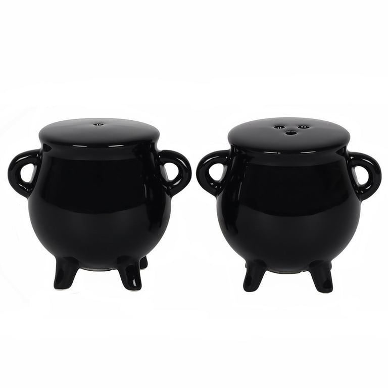 Cauldron Cruet Cast Iron Salt and Pepper Seasoning Holder Set