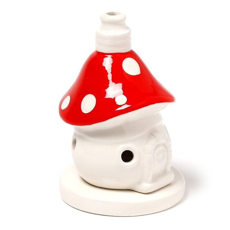 Ceramic Fairy Toadstool House Incense Burner - Home Fragrance Holder Alternative to Candlesticks