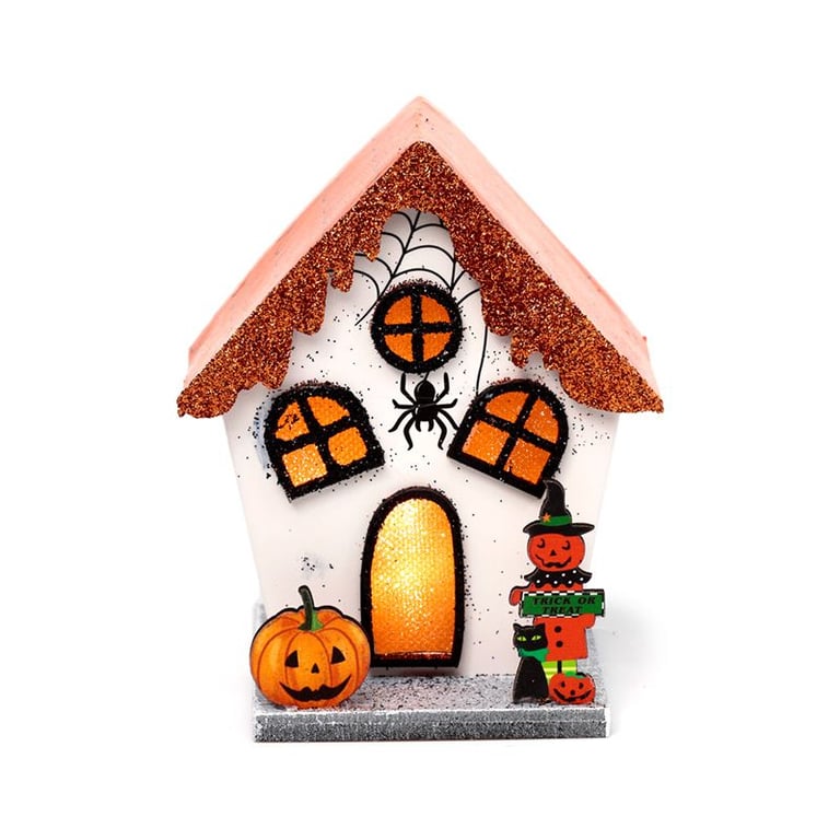 Spooky Spider Pumpkin House LED Outdoor Halloween Decoration with Spiders