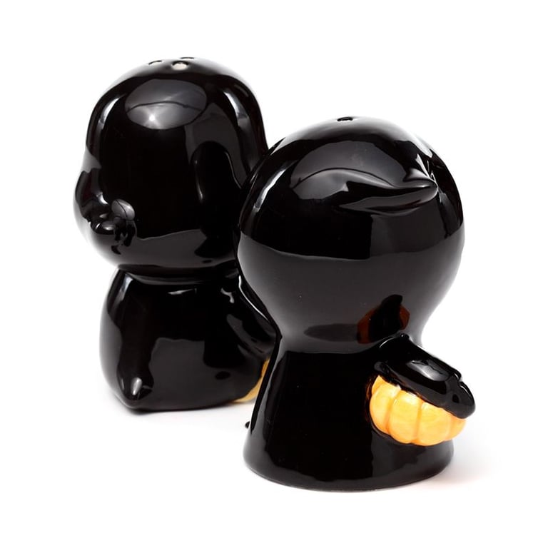 Skull Boy & Ghost Boy Vintage Ceramic Salt and Pepper Shaker Set - Kitchen Decor