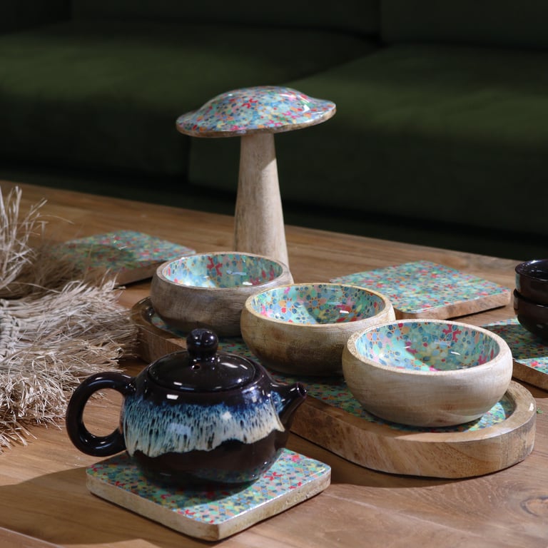 Mediterranean Tile Pattern Square Coaster Set of 4 - Home Decor Accents