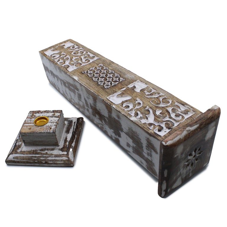 White Washed Smoke Tower Incense Holder and Burner Stand
