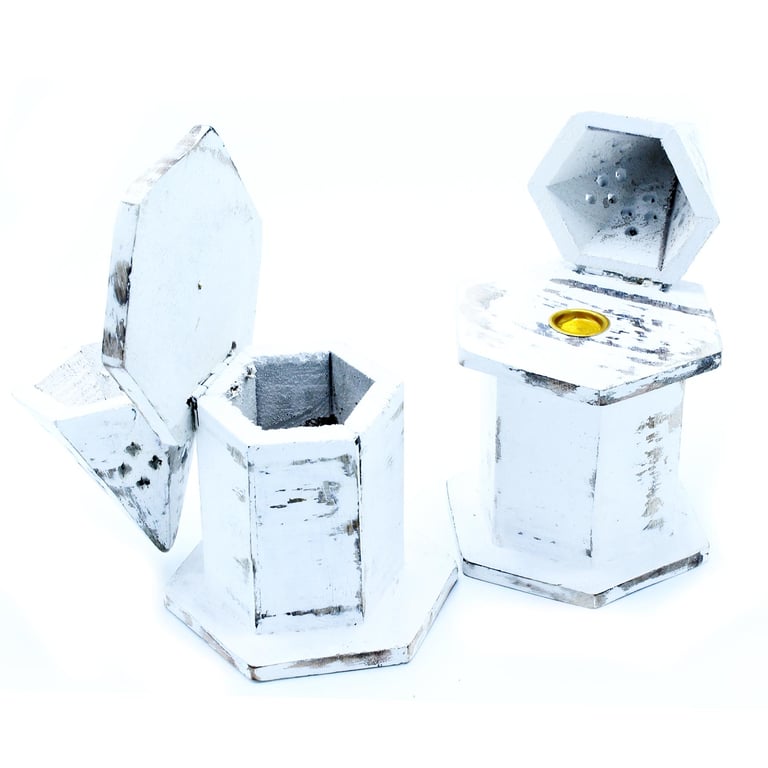 White Washed Pyramid Mini House Incense Holder - Perfect for Meditation and Relaxation