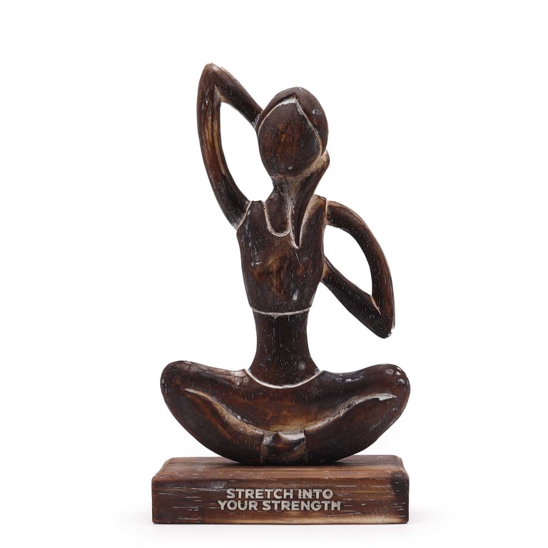 Yoga Prop - Antique Wooden Cow Face Pose Figure - Strength in Stretch