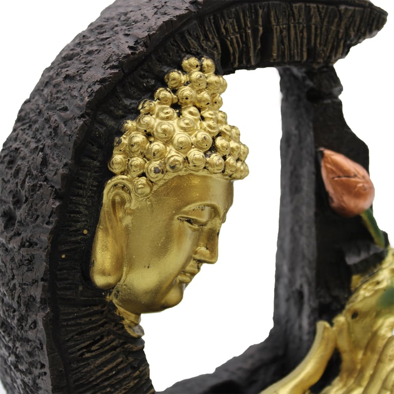 30cm Golden Buddha & Lotus Tabletop Water Feature - Decorative Fountain