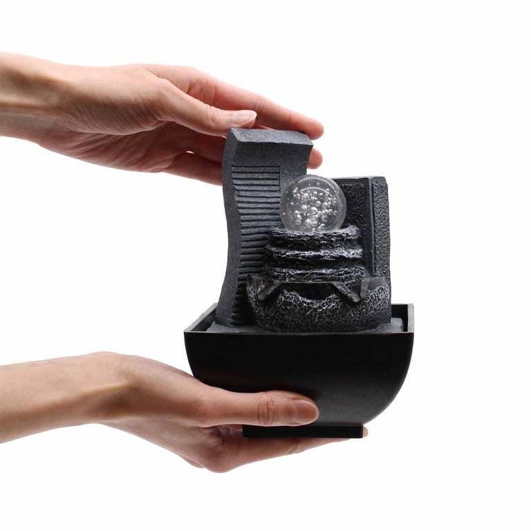 18cm Tabletop Water Feature (Cascading Rock Formation) - Serene Decorative Fountain