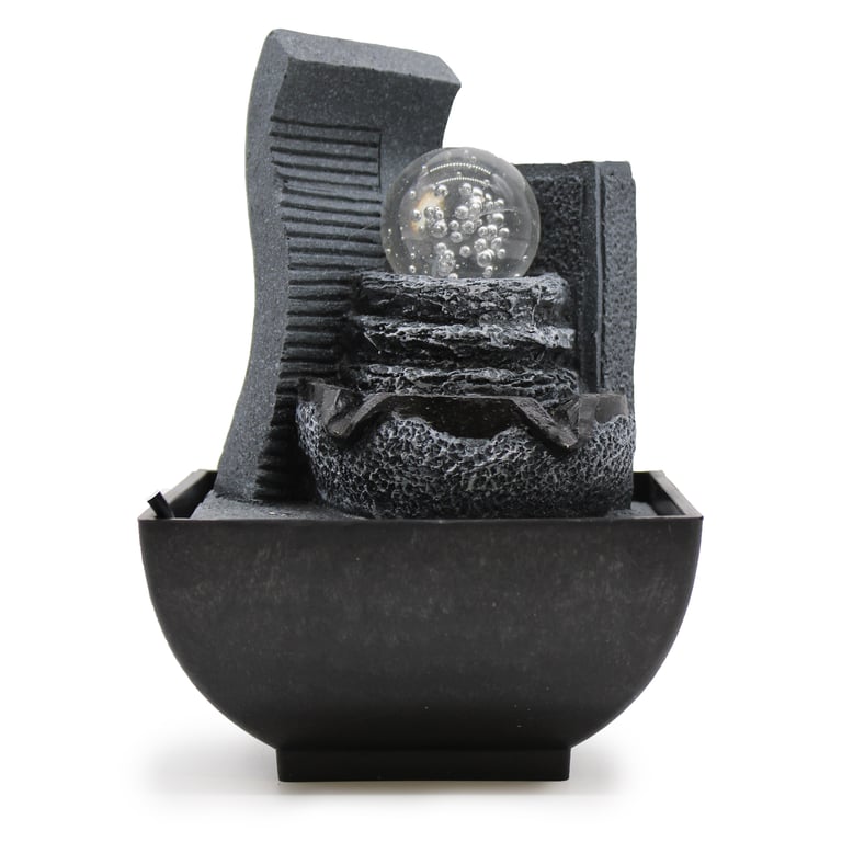 18cm Tabletop Water Feature (Cascading Rock Formation) - Serene Decorative Fountain