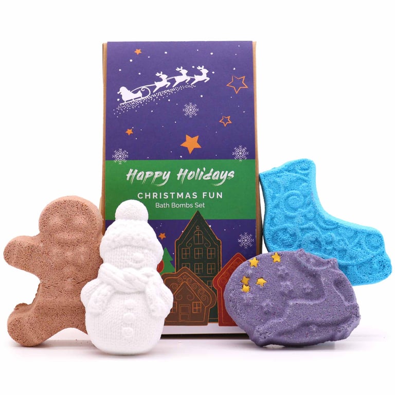 Christmas Fun Bath Bomb Gift Pack - Festive Seasonal Bath Products Set