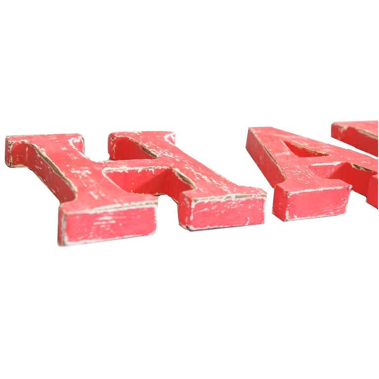 Shabby Chic Red Wash Letters (HAPPY) - Decorative Sign by Brand Name