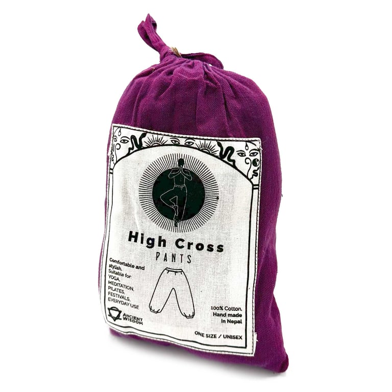 Purple Yoga Pants with High Cross Himalayan Print - Festival Ready