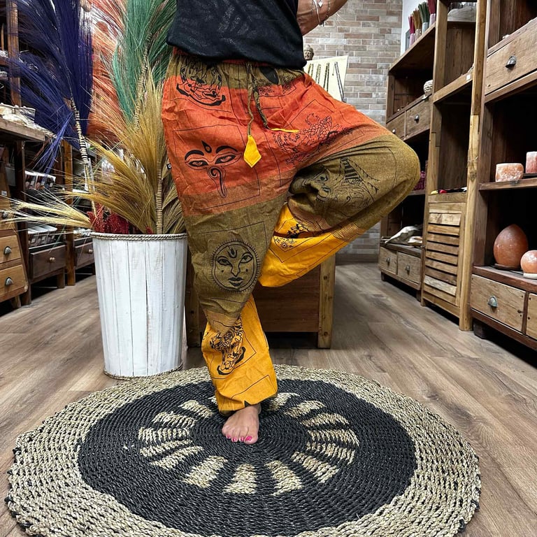Orange Himalayan Print Yoga & Festival Pants - High Cross Design (Brand Name Here)
