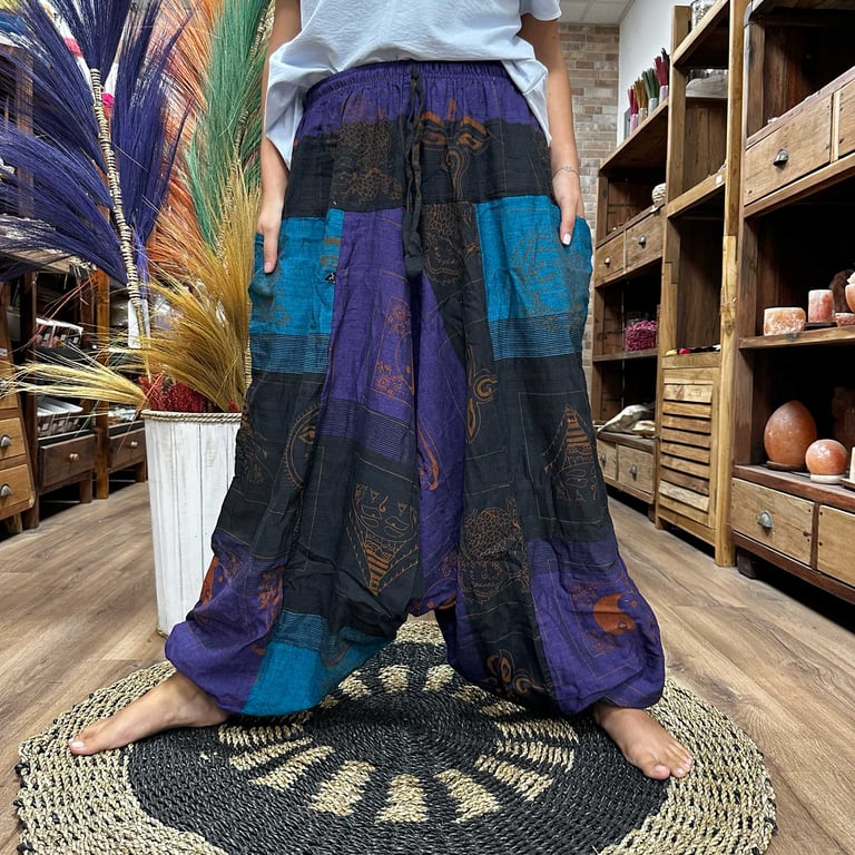 Purple Yoga & Festival Pants (Aladdin Himalayan Print)