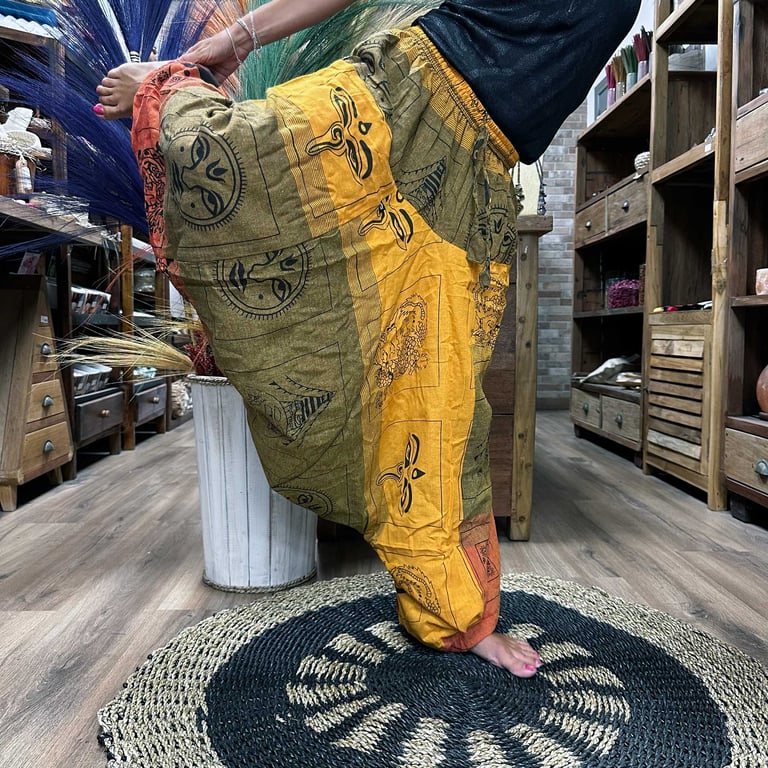 Orange Yoga Pants (Himalayan Print) - Aladdin Festival Style