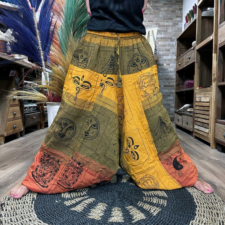 Orange Yoga Pants (Himalayan Print) - Aladdin Festival Style