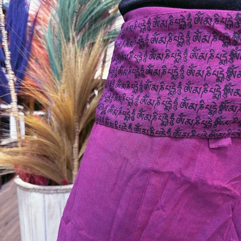 Purple Yoga & Festival Pants - Mandala Mantra Design by Brand Name