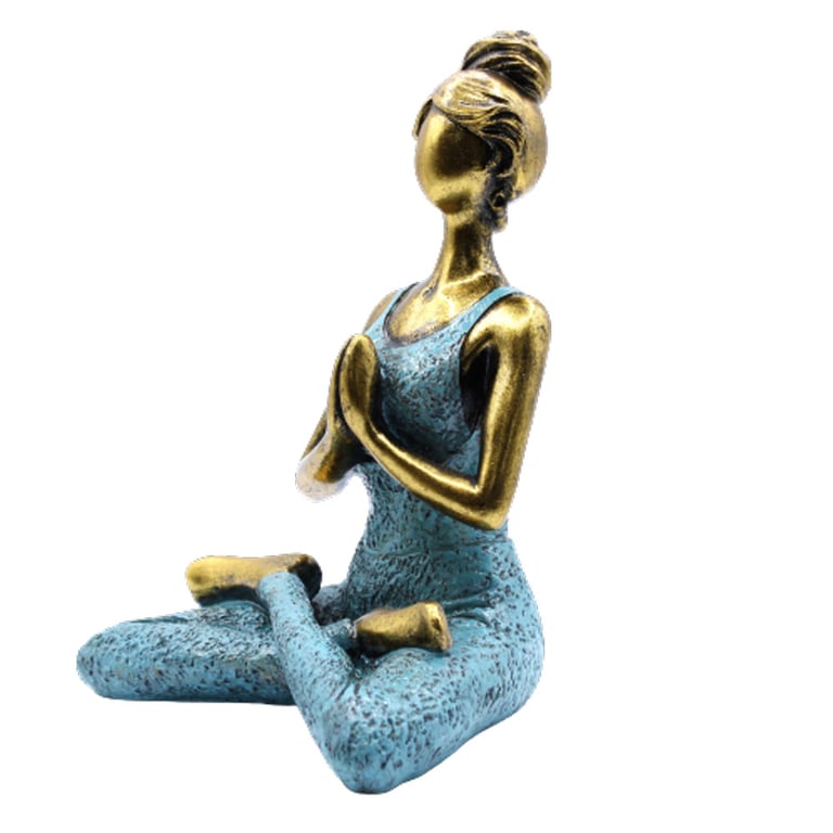 24cm Bronze & Turquoise Yoga Statue - Decorative Figure by Unbranded (Assuming no brand specified)