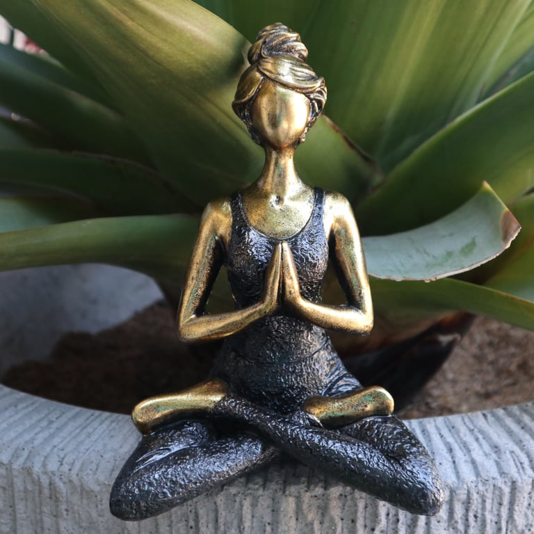 24cm Bronze & Black Yoga Figurine - Decorative Statue by Brand Name