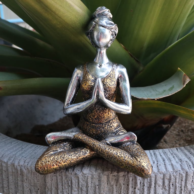 24cm Silver & Gold Yoga Statue - Decorative Figure by Unbranded (Placeholder)