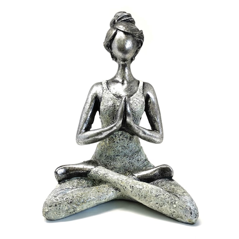 24cm Silver & White Yoga Statue - Realistic Figure Design by Brand Name
