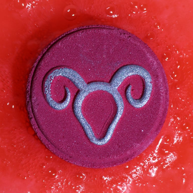 Aries Zodiac Bath Fizzers Set - Astrology Horoscope Bath Bombs with Relaxing Properties