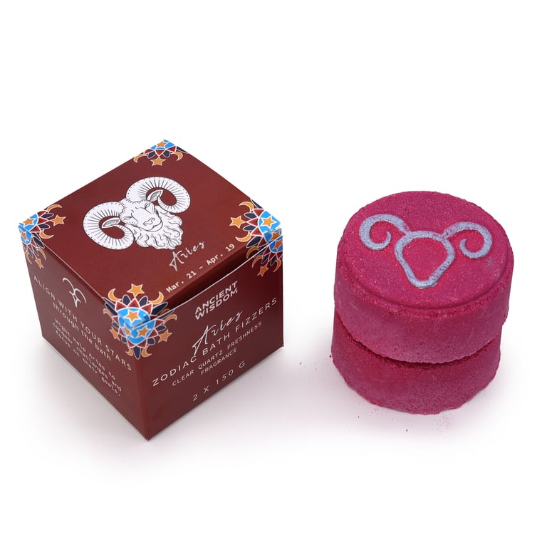 Aries Zodiac Bath Fizzers Set - Astrology Horoscope Bath Bombs with Relaxing Properties