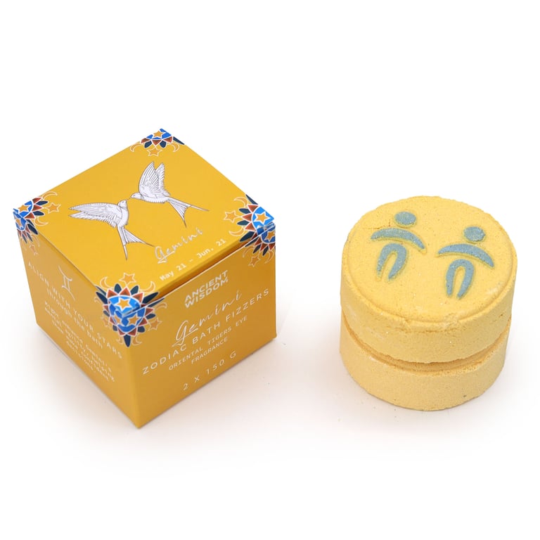 Gemini Zodiac Bath Fizzers Set - Relaxing Horoscope Bath Bombs for Wellness and Self-Care