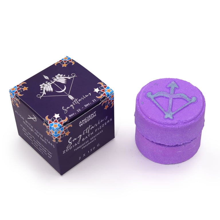 Sagittarius Zodiac Bath Fizzers with Horoscope - Astrology Inspired Relaxation Set