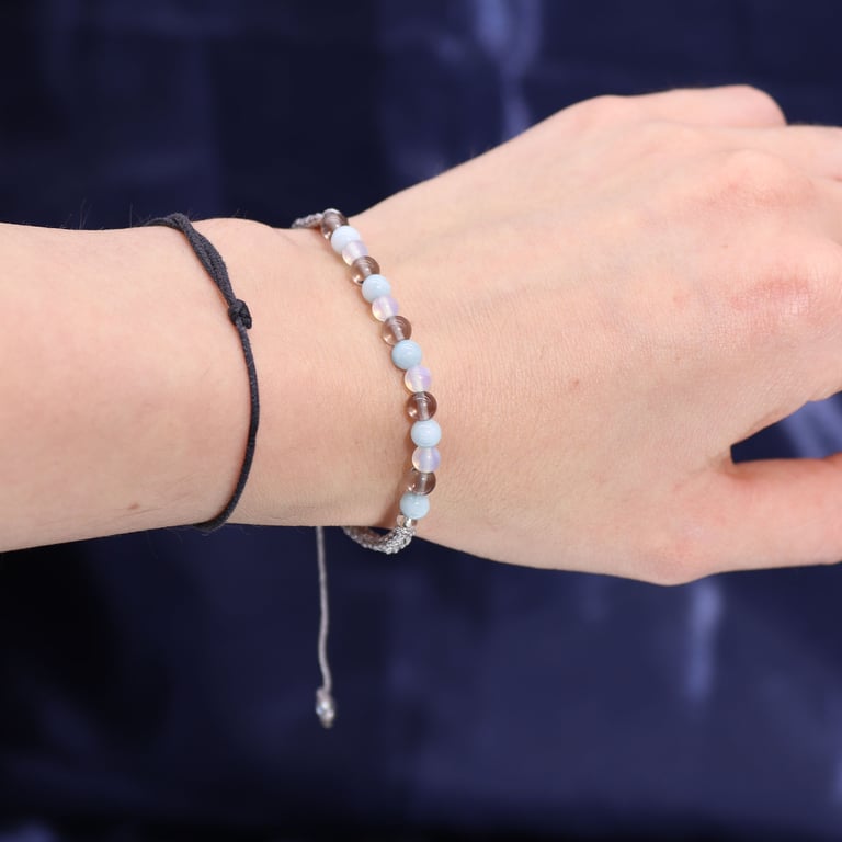 Zodiac Crystal Candle & Gemstone Bracelet (Cancer) - Aromatherapy & Jewelry Set