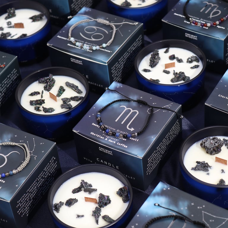 Zodiac Sagittarius Crystal Candle & Gemstone Bracelet Set