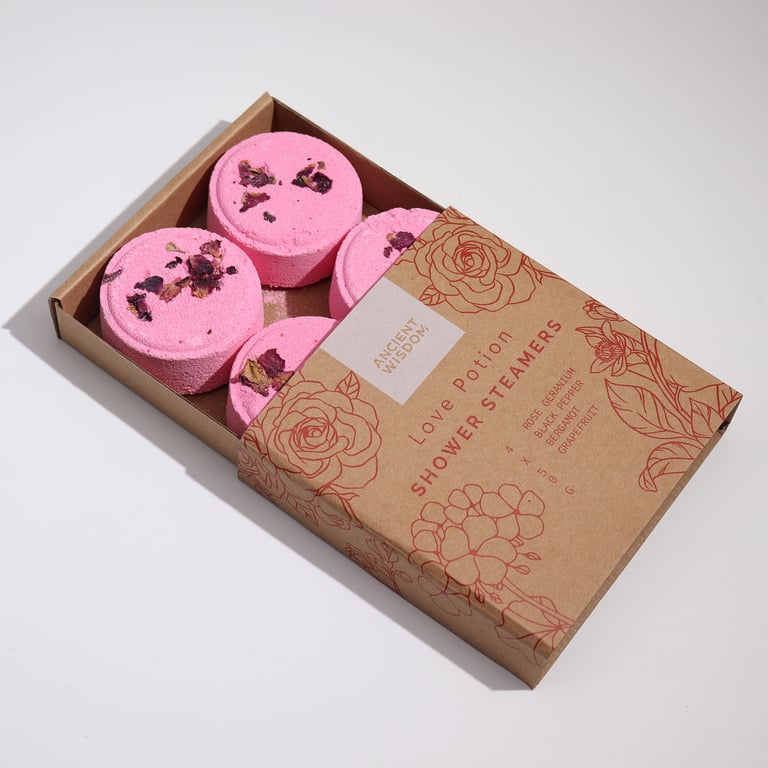 Love Potion Zen Shower Steamers - Home Therapy Wellness Gift Set for Relaxation and Self-Care