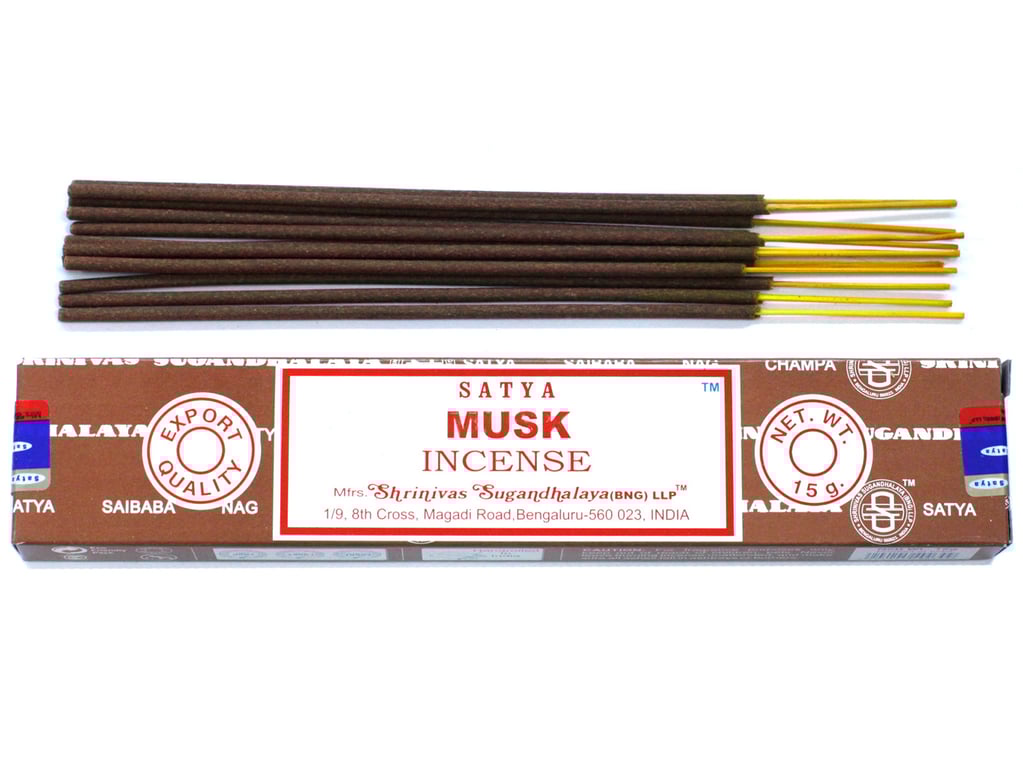 Satya 15gm Musk Incense Sticks - Natural Aromatherapy Home Fragrance for Meditation