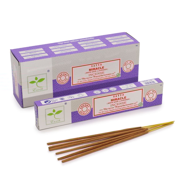 Satya Miracle Incense - White Sage & Lavender, 15gm Home Spirituality Sticks