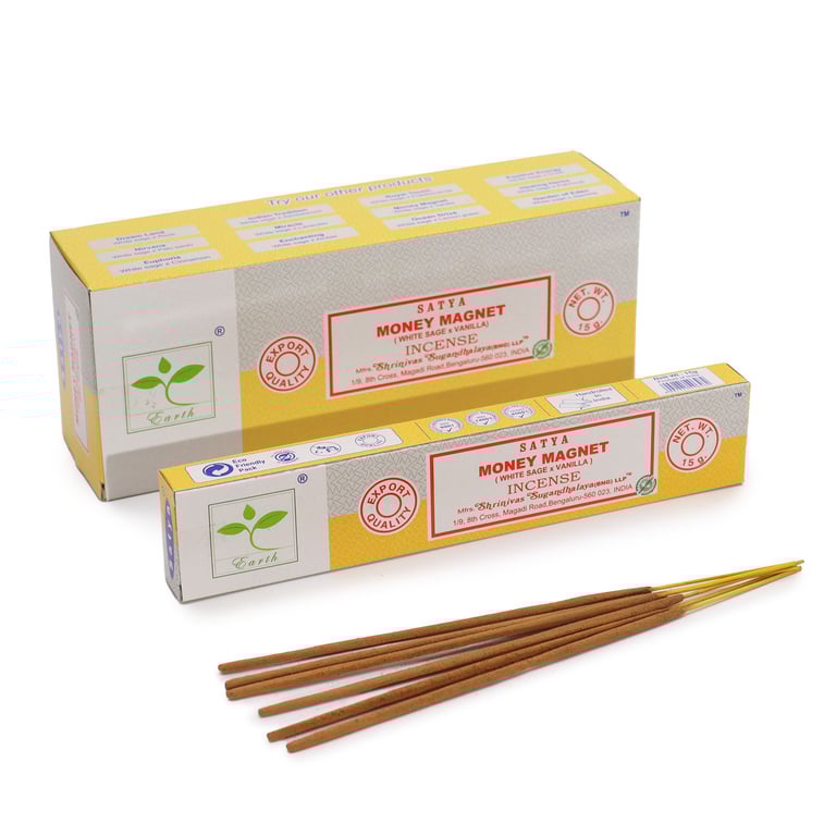 Satya Money Magnet Incense - White Sage & Vanilla 15gm for Home Aromatherapy and Financial Wellness