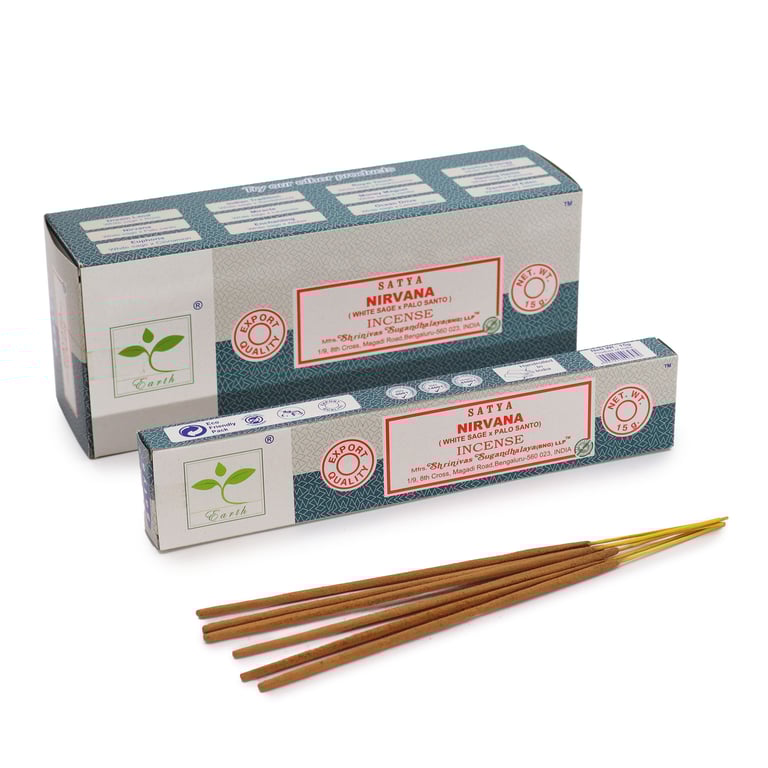 Satya Nirvana Incense Sticks - White Sage & Palo Santo Aromatherapy Blends for Home Relaxation and Calming Scents 15gm