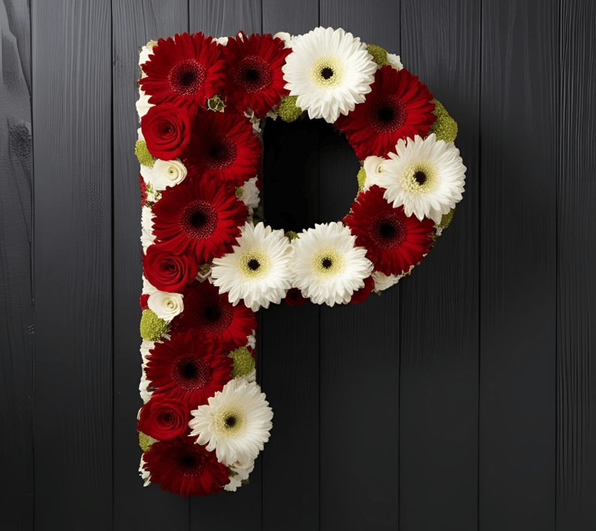 Oasis Letter P Naylorbase Frame - Black Base, Modern Home Decor with Garden-Inspired Design for Indoor Use