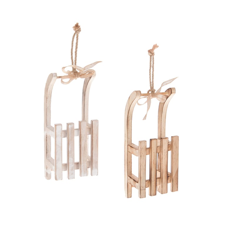 Natural Wooden Christmas Sleigh - Handcrafted Home Decor for Holiday Season