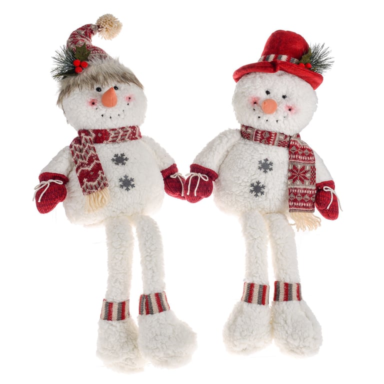 Assorted Sitting Snowmen With Dangly Legs - Christmas Home Decor Ornaments