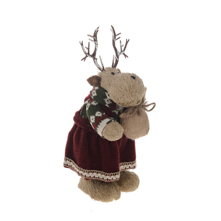 Christmas Mrs Moose Figure - 32cm Festive Home Decor Decoration