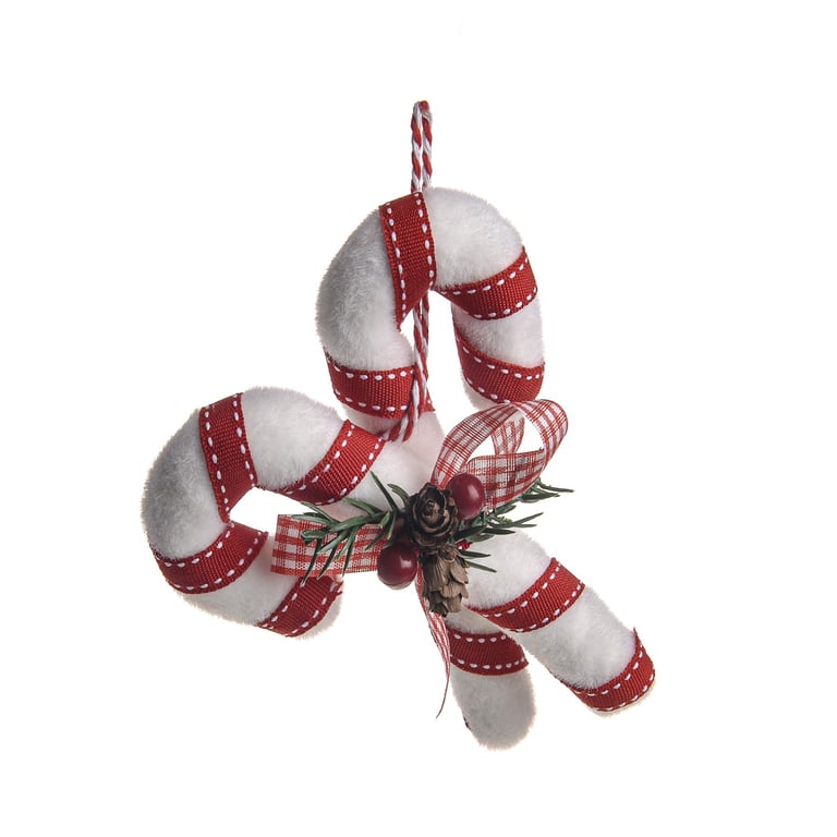 Twisted Candy Cane Hanging Decoration - 15cm Festive Holiday Ornament for Home and Kitchen Decor