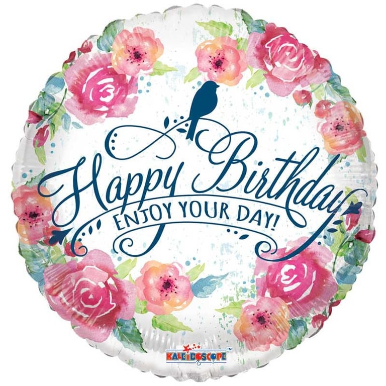 Floral Happy Birthday Balloon - Elegant Party Decoration for Special Occasions