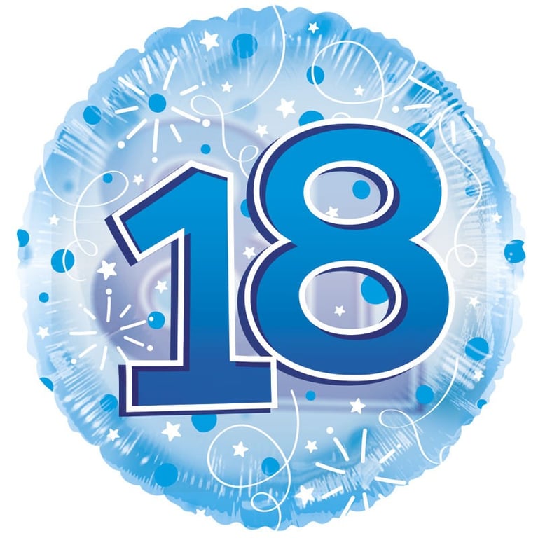Blue Clearview 24-Inch Age 18 Birthday Party Balloon
