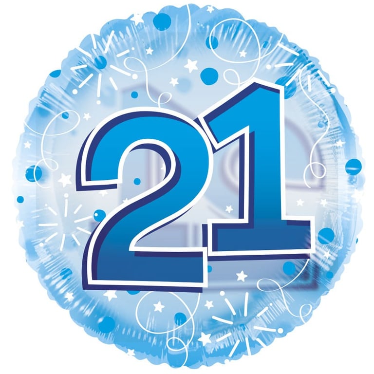 Age 21 Clearview Blue Balloon - 24 Inch Party Decoration for Birthday Celebrations