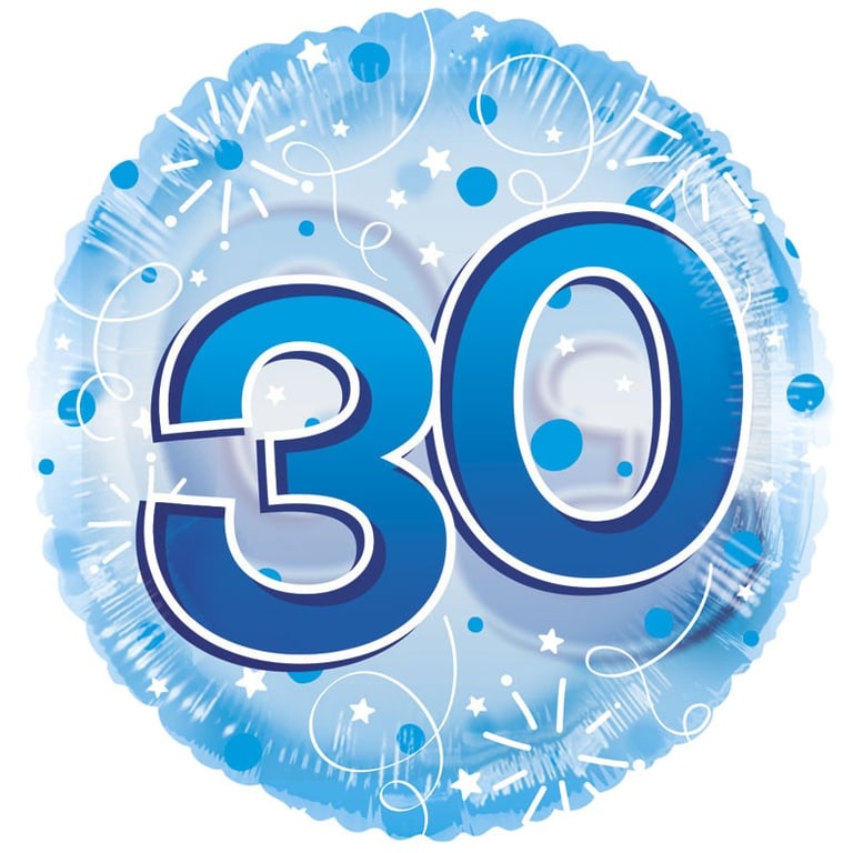 Clearview 24-Inch Blue Birthday Balloon - Age 30 Celebration Decorations